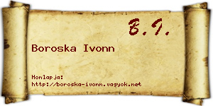 Boroska Ivonn névjegykártya